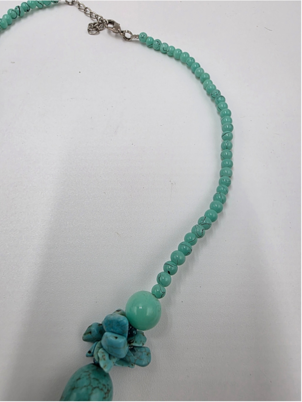 Vintage Turquoise Statement Beaded Necklace – Southwestern Boho Chunky - Picture 5 of 10